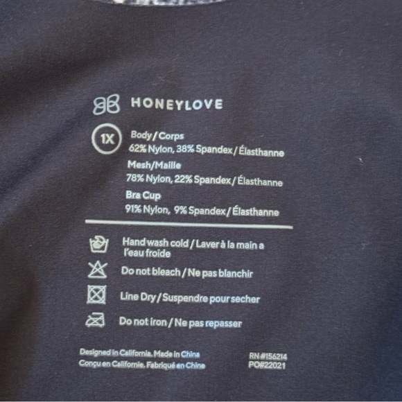 Honeylove LiftWear Cami Built-In Bra Vamp Black Adjustable Straps Womens Size 1X - Picture 12 of 12